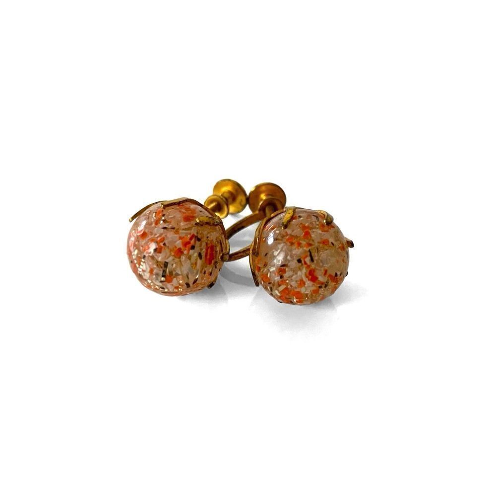Vintage Confetti Bead Ball Earrings
